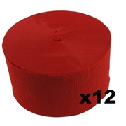 Jumbo Red Crepe Paper Streamer (Bulk Pack 12 x 30m)