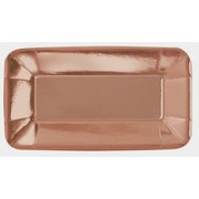 Rose Gold Rectangular 9in. x 5in. Foil Paper Plates Pk 8