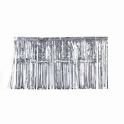 Tinsel Foil Fringe Curtain (90cm x 50cm) Metallic Silver Pk 1