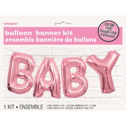 Pink Baby 14in Foil Balloon Script Banner Pk 1 (Air Inflation Only)