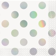 Iridescent Foil Dots Cocktail Napkins Pk 16