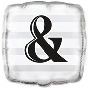 & (Ampersand) Square Silver 18in. Foil Balloon Pk 1