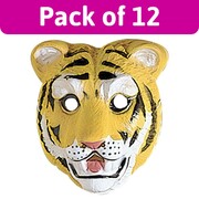 Adult Tiger PVC Face Masks Bulk Pack of 12 | Animal Costume Masks