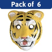 Adult Tiger PVC Face Masks Bulk Pack of 6 | Animal Costume Masks