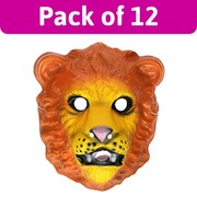 Adult Lion PVC Face Masks Bulk Pack of 12 | Animal Costume Masks