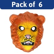 Adult Lion PVC Face Masks Bulk Pack of 6 | Animal Costume Masks