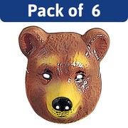 Adult Brown Bear PVC Face Masks Bulk Pack of 6 | Animal Costume Masks