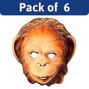 Adult Monkey PVC Face Masks Bulk Pack of 6 | Animal Costume Masks