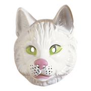 Adult White Cat PVC Face Mask | Animal Costume Mask for Adults & Kids