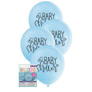 Baby Shower Blue 30cm Printed Latex Balloons Pk 8