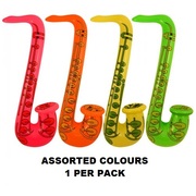 Inflatable Saxophone 74cm Assorted Colours Pk 1