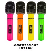 Inflatable Microphone 40cm Assorted Neon Colours Pk 1