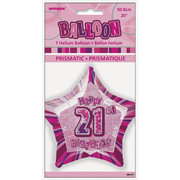 20in Glitz Pink & Silver Star 21 Foil Balloon Pk 1 