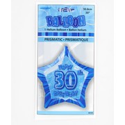 20in (50.8cm) Glitz Blue and Silver Star 30 Foil Balloon Pk1