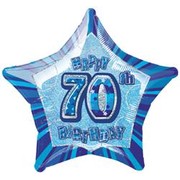 20in (50.8cm) Glitz Blue and Silver Star 70 Foil Balloon Pk1