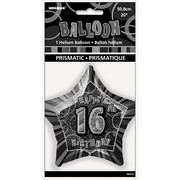 20in Glitz Black & Silver Star 16 Foil Balloon Pk 1 