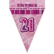 Glitz Pink 21st Flag Banner (3.6m) Pk 1