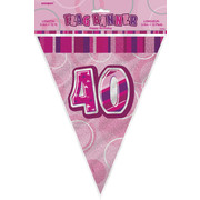 Glitz Pink 40 Flag Banner (3.6m) Pk 1