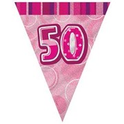 Glitz Pink 50 Flag Banner (3.6m) Pk 1