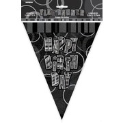 Glitz Black Happy Birthday Flag Banner (3.6m) Pk 1