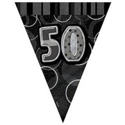 Glitz Black 50 Flag Banner (3.6m) Pk 1 