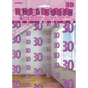 Glitz Pink 30th Hanging Decorations Pk 6