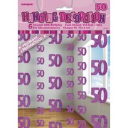 Glitz Pink 50th Hanging Decorations Pk 6
