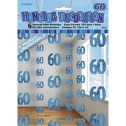 Glitz Blue 60th Hanging Decorations Pk 6