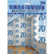 Glitz Blue 70th Hanging Decorations Pk 6