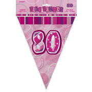Glitz Pink 80 Flag Banner (3.6m) Pk 1 