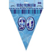 Glitz Blue 90th Flag Banner (3.6m) Pk 1 