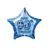 20in Glitz Blue & Silver Star 90 Foil Balloon Pk 1 