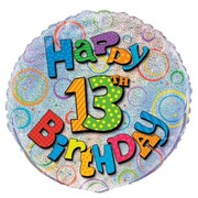 Happy 13th Birthday Prismatic 18in. Foil Balloon Pk 1