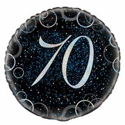 Black & Blue Glitz 70 Foil Balloon (18in.) Pk 1
