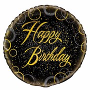 Black & Gold Glitz Happy Birthday Foil Balloon (18in.) Pk 1