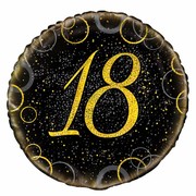 Black & Gold Glitz 18 Foil Balloon (18in.) Pk 1