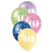 Metallic Pearl Number 40 AOP Latex Balloons 12in 30cm (Pk 5)