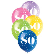 Metallic Bright Number 80 AOP Latex Balloons 12in 30cm (Pk 5)