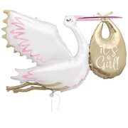 Jumbo Stork It's A Girl Supershape Foil Balloon 62in-1.57m