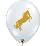 Clear Latex Balloons with Gold Unicorn Pk 10