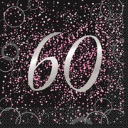 Black & Pink Glitz 60 2 Ply Lunch Napkins Pk 16