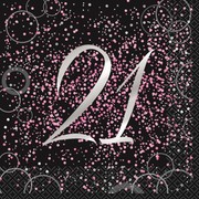 Black & Pink Glitz 21 2 Ply Lunch Napkins Pk 16