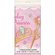 Birthday Princess Pink Plastic Tablecover (137cm x 213cm) Pk 1