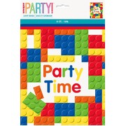 Building Blocks Party Plastic Loot Bags Pk 8