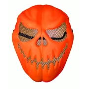 Orange Plastic Evil Pumpkin Halloween Face Mask