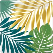 Key West Palm Leaf Square 10in Paper Plates Pk 8