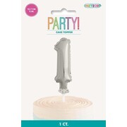 Small Number 1 Silver Foil Balloon Cake Topper Pk 1