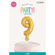 Gold Foil Inflatable Number 9 Balloon Cake Topper (12cm) Pk 1