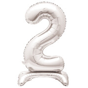Silver Number 2 Standing Foil Balloon 76cm (Air Fill Only)