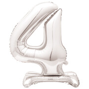 Silver Number 4 Standing Foil Balloon 76cm (Air Fill Only)